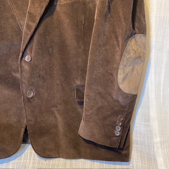 Stafford Essentials Mens 50R Brown Corduroy Cotton Sport Coat Blazer Elbow Patch - Picture 3 of 12